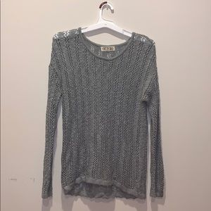 Cutout Silver Woven Sweater